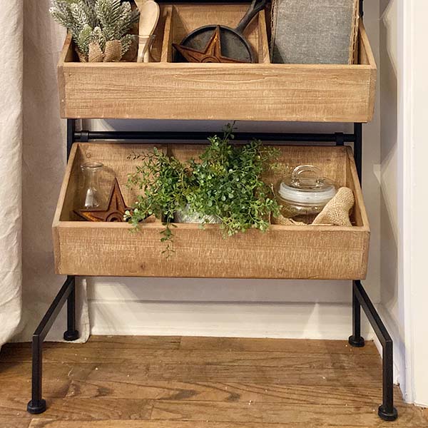 Contemporary Storage Cabinet with Wood Cubbies