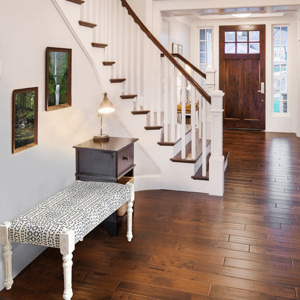 Whitewashed Cushioned Bench