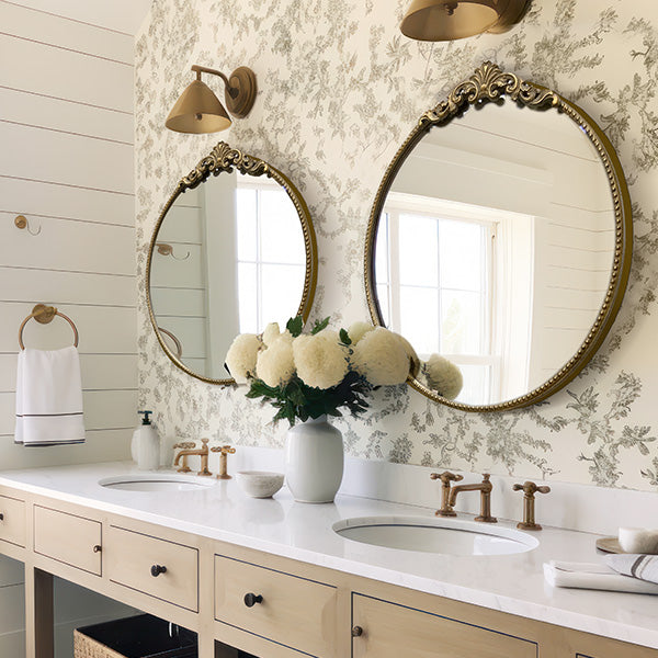 Round Gleaming Primrose Mirror | French Gold Ornate Filigree