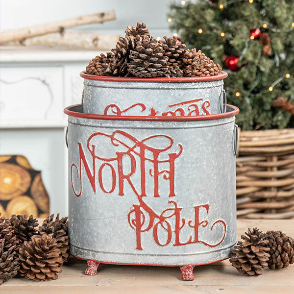 Iron Christmas Planters, Set of 2