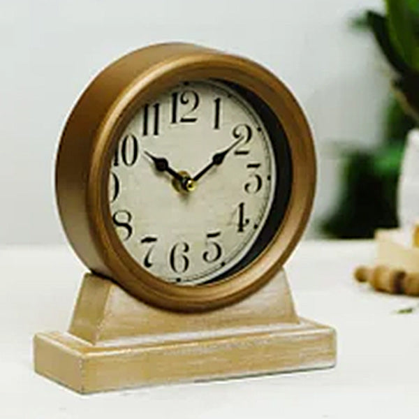 Round Copper Metal Table Clock