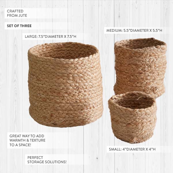 Jute Storage Planters, Set of 3