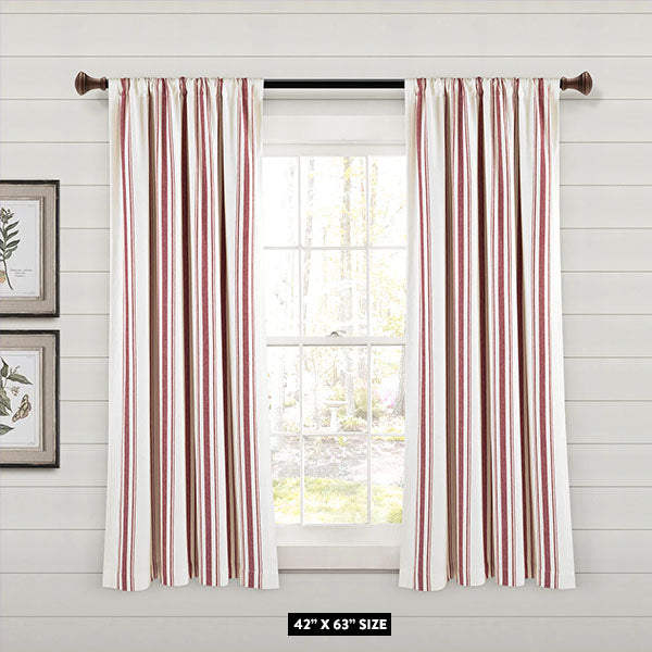 Eco-Friendly Farmhouse Striped Yarn Dyed Curtains, Pick Your Color and Size