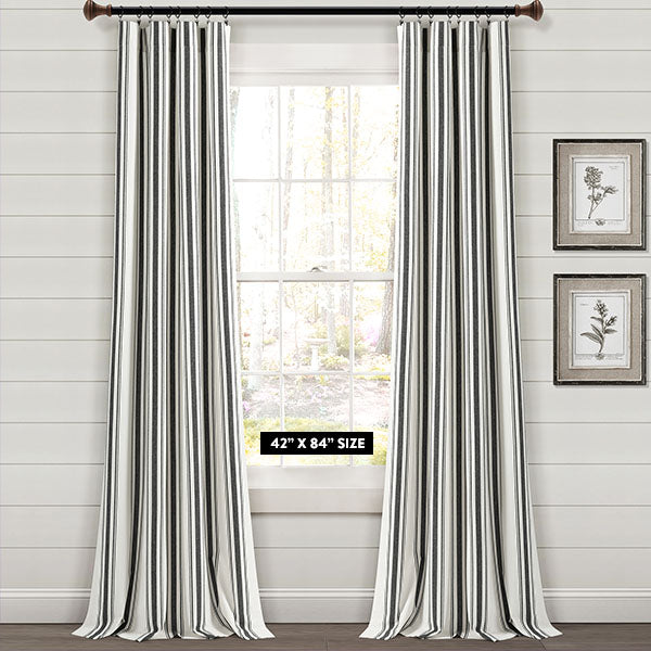Eco-Friendly Farmhouse Striped Yarn Dyed Curtains, Pick Your Color and Size