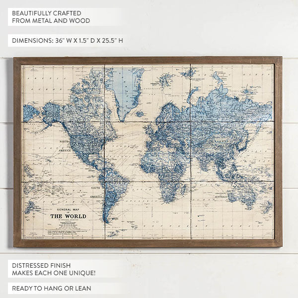 36 Inch Vintage Inspired  Wall Map