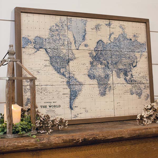 36 Inch Vintage Inspired  Wall Map