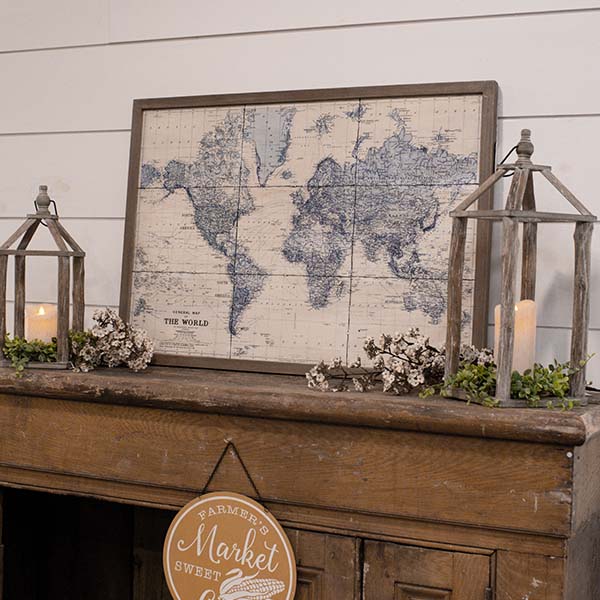 36 Inch Vintage Inspired  Wall Map