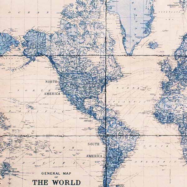 36 Inch Vintage Inspired  Wall Map