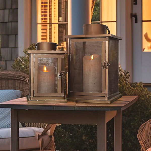 Modern Farmhouse Bronze Lanterns, Set of 2
