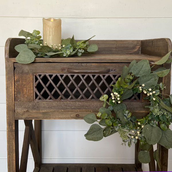 Lifelike Eucalyptus and Berry Candle Wreath