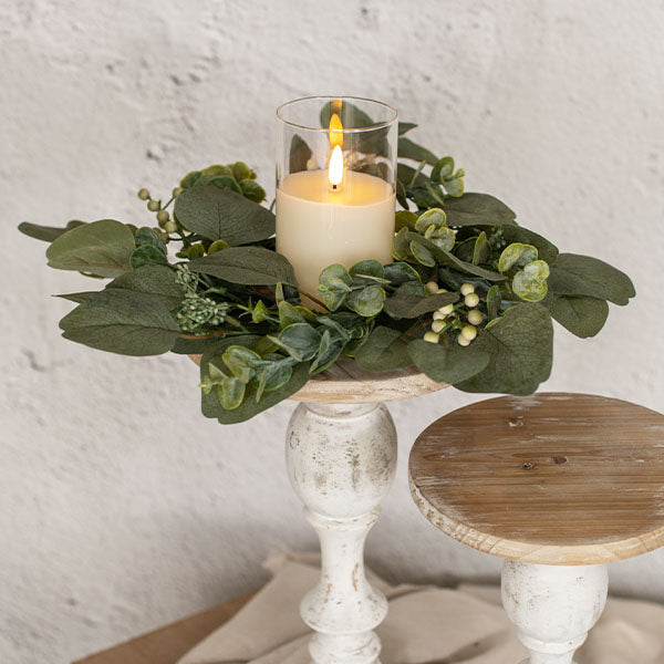 Lifelike Eucalyptus and Berry Candle Wreath