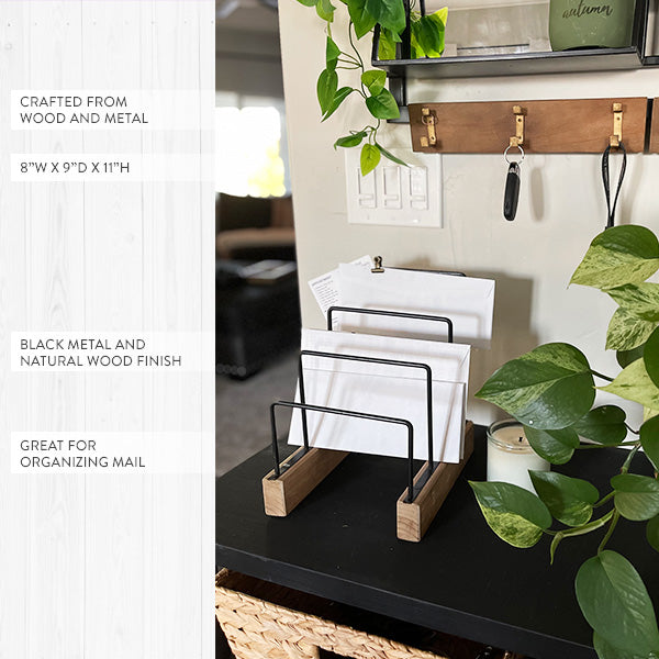 Wood and Metal Mail Holder
