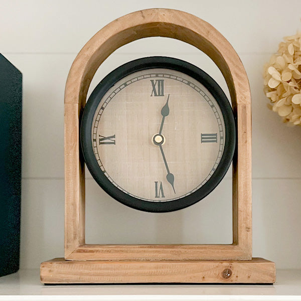 Eclectic Wooden Tabletop Clock