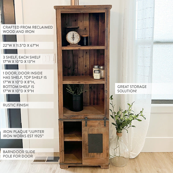 67 Inch Tall Wood Cabinet with Sliding Door