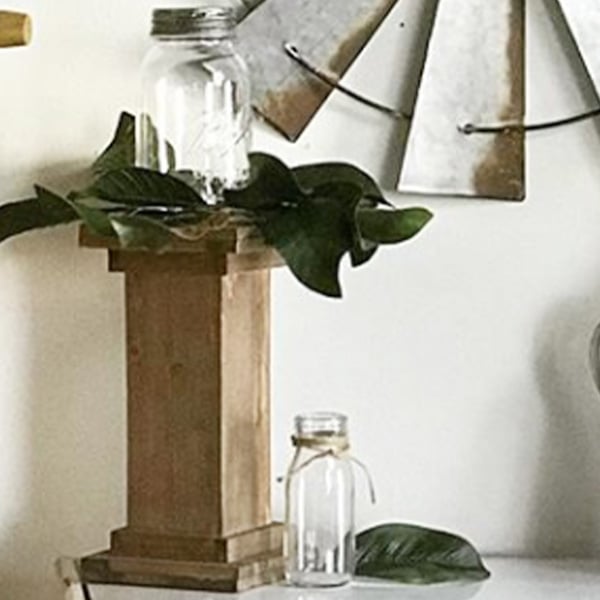 Distressed Wood Pedestal Column Risers, Set of 3