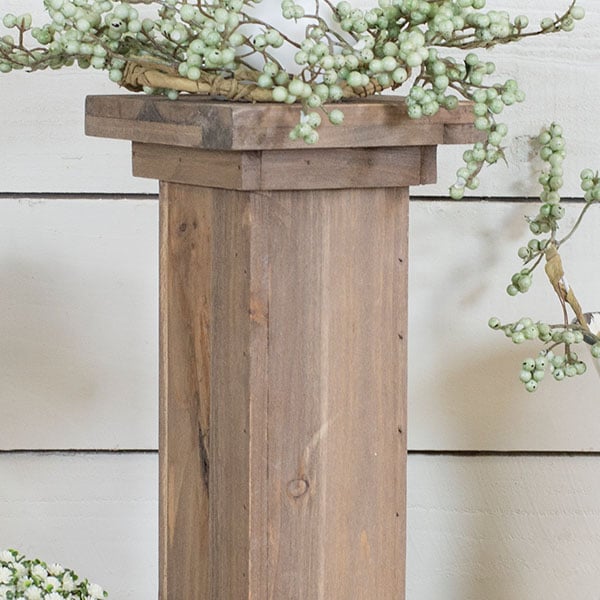 Distressed Wood Pedestal Column Risers, Set of 3