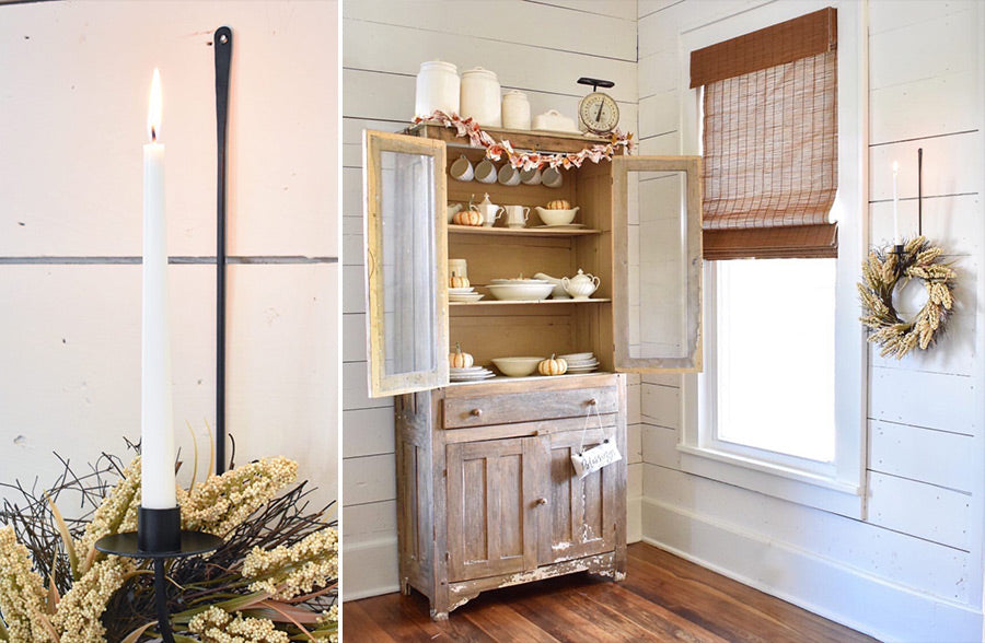 Metal Wreath Hook and Candle Holder, Set of 2