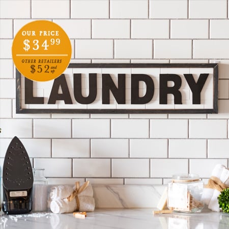 Raised Letter Framed Laundry Sign | Modern Farmhouse