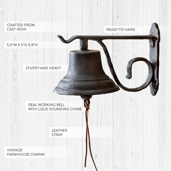 Cast Iron Dinner Bell with Bracket