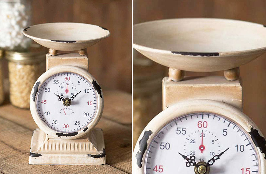 Chippy Distressed Kitchen Scale Clock