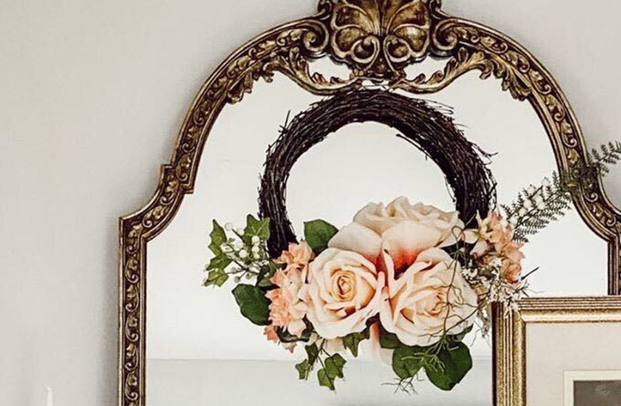 Asymmetrical Rose Bouquet Twig Wreath