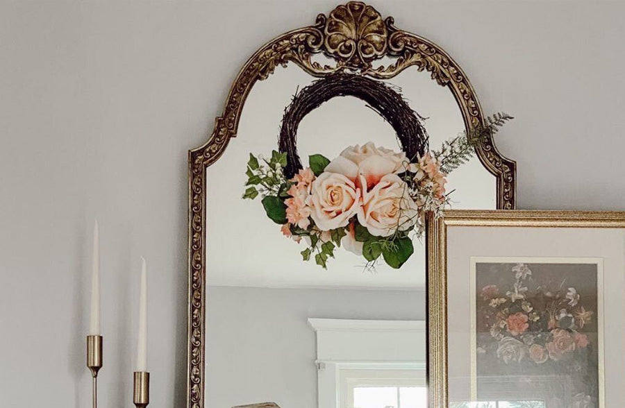 Asymmetrical Rose Bouquet Twig Wreath