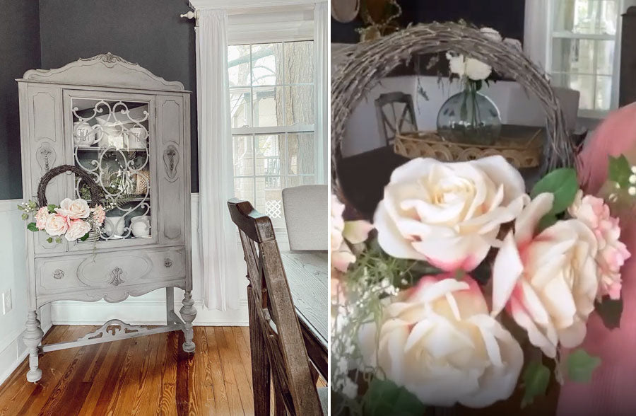 Asymmetrical Rose Bouquet Twig Wreath