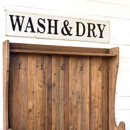 57 Inch Long Embossed Metal Wash & Dry Sign