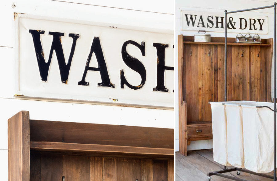 57 Inch Long Embossed Metal Wash & Dry Sign