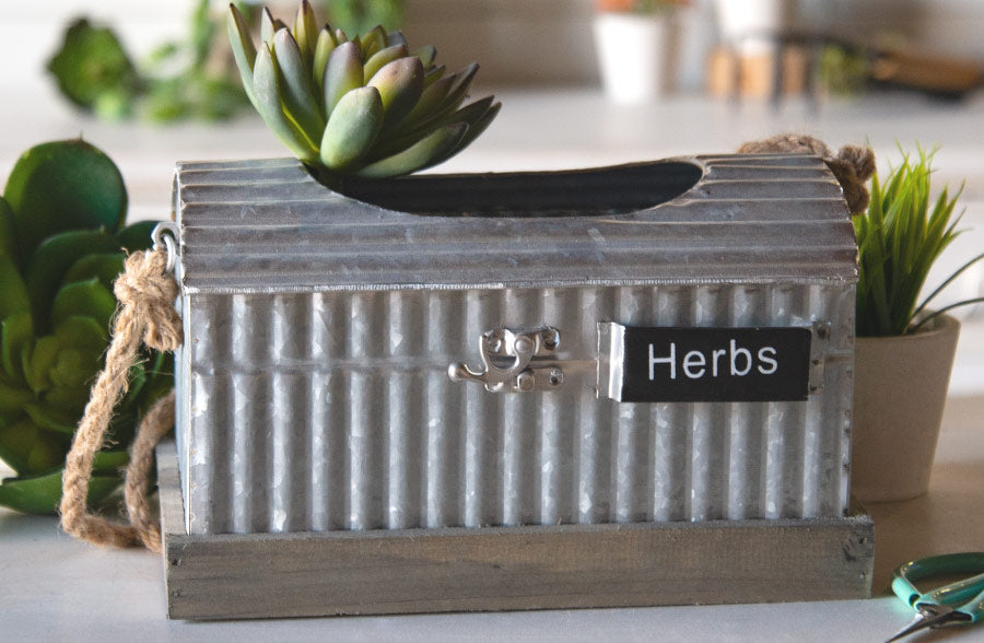 Hanging Corrugated Herb Planter with Scissors