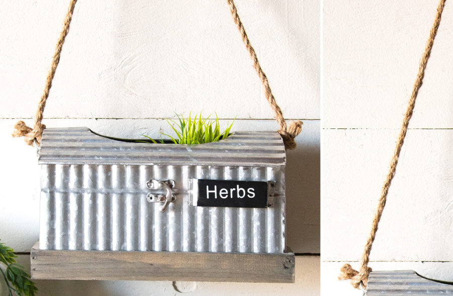 Hanging Corrugated Herb Planter with Scissors
