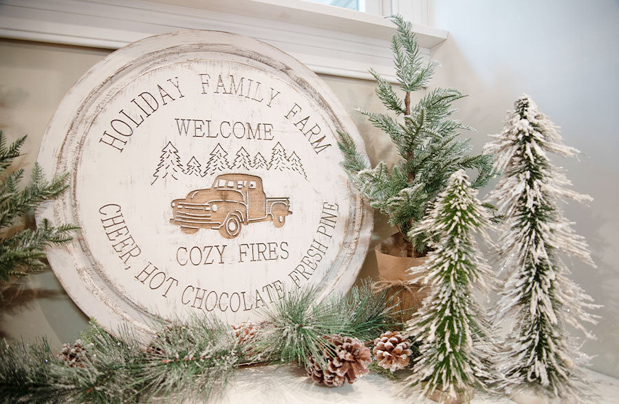 24 Inch Diameter Engraved Wood Farm Sign, Pick Your Style