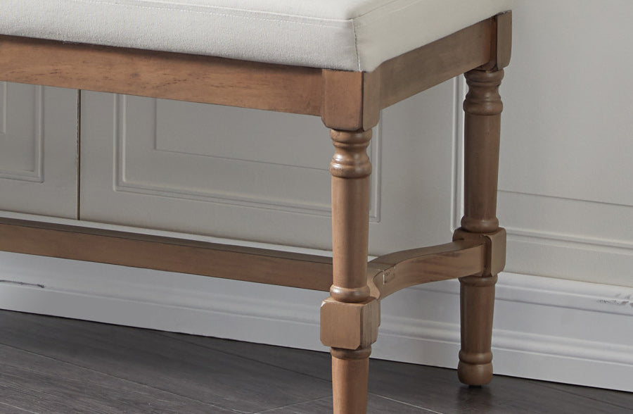 Wooden Cushioned Farmhouse Bench