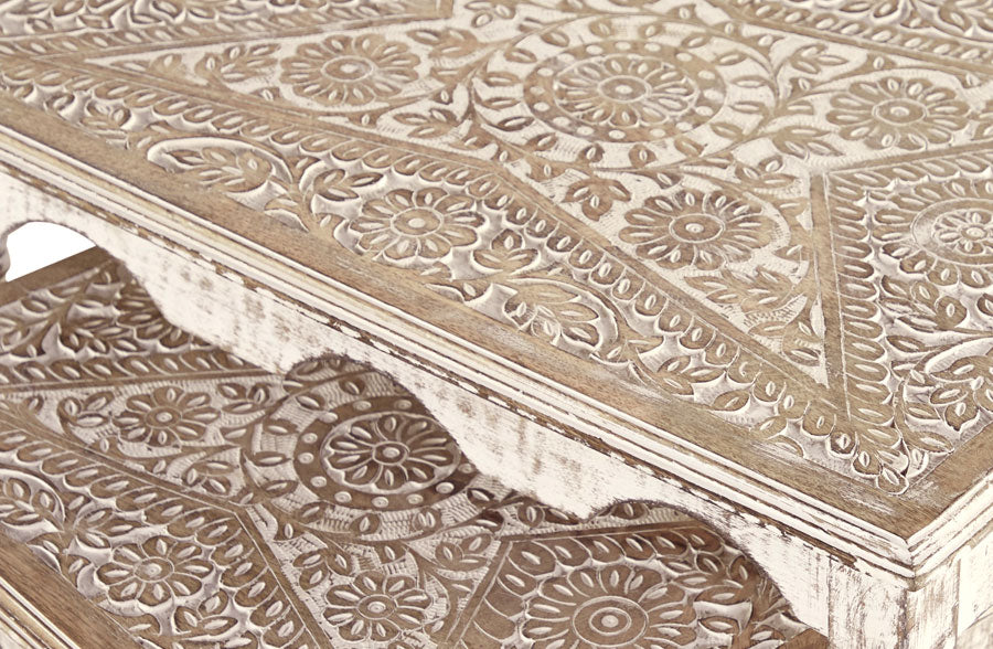 Whitewashed Scalloped Nesting Tables, Set of 3