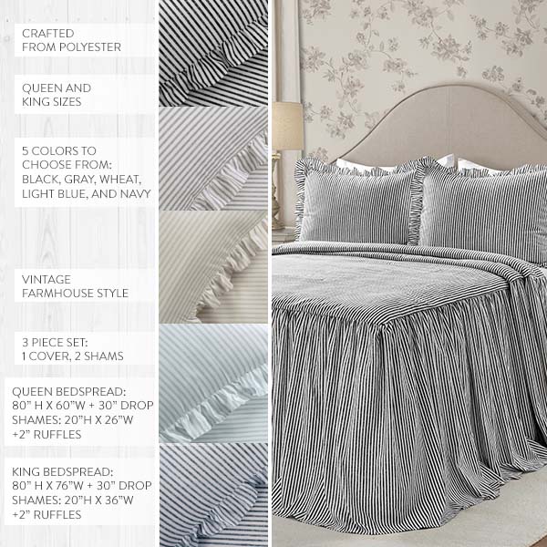 Striped 3-Piece Bedding Set, Pick Your Color and Size