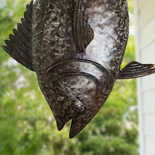 45 Inch Hammered Metal 3D Tuna on Rope