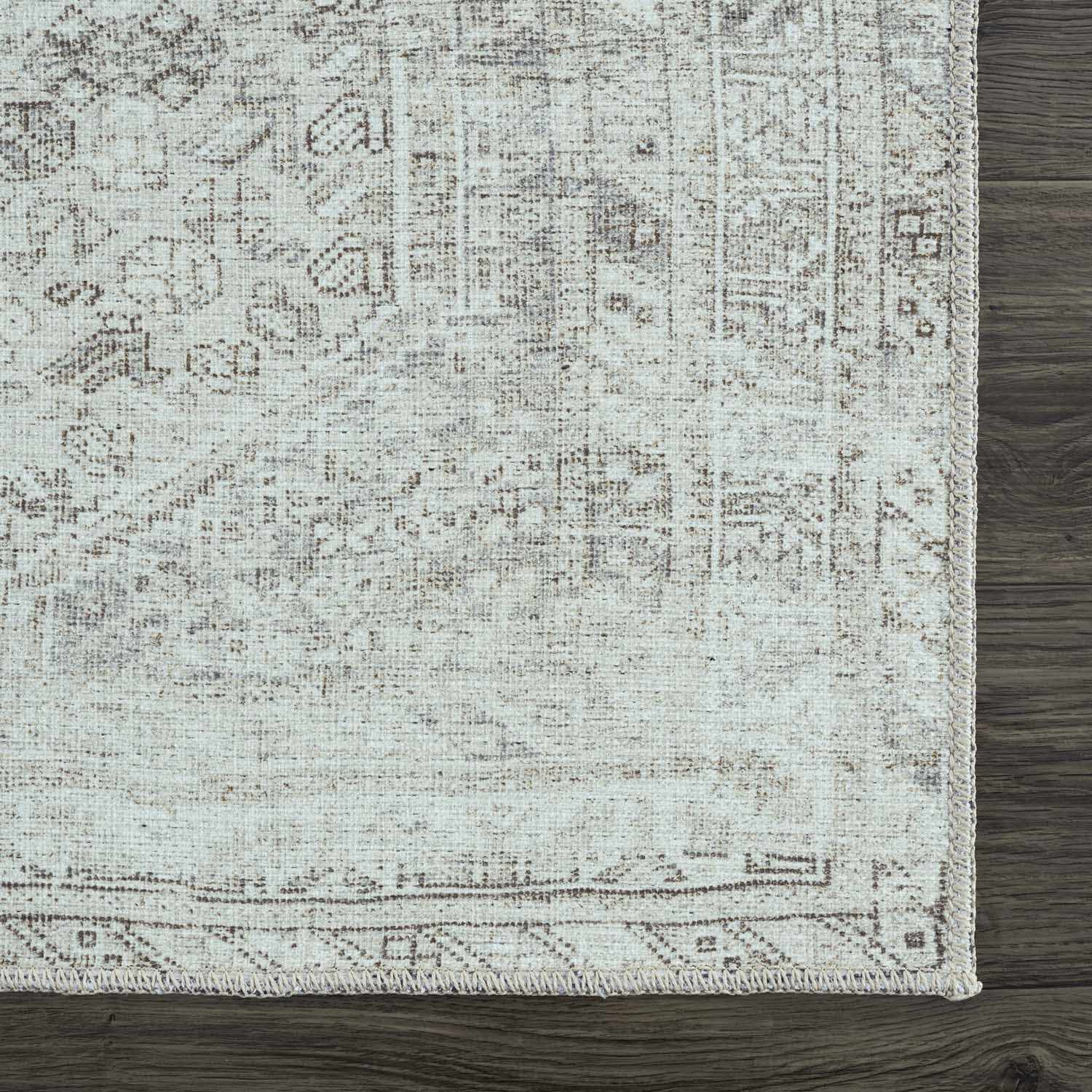 Traditional Cream & Sage Washable Rug
