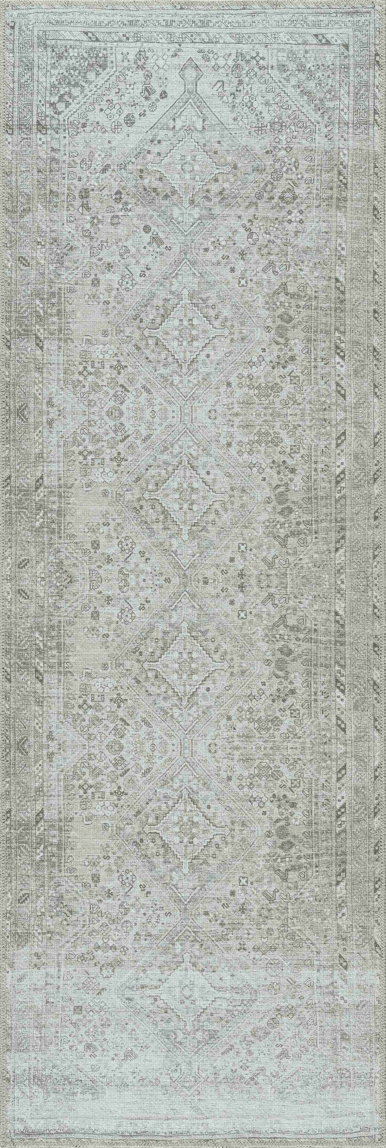 Traditional Cream & Sage Washable Rug