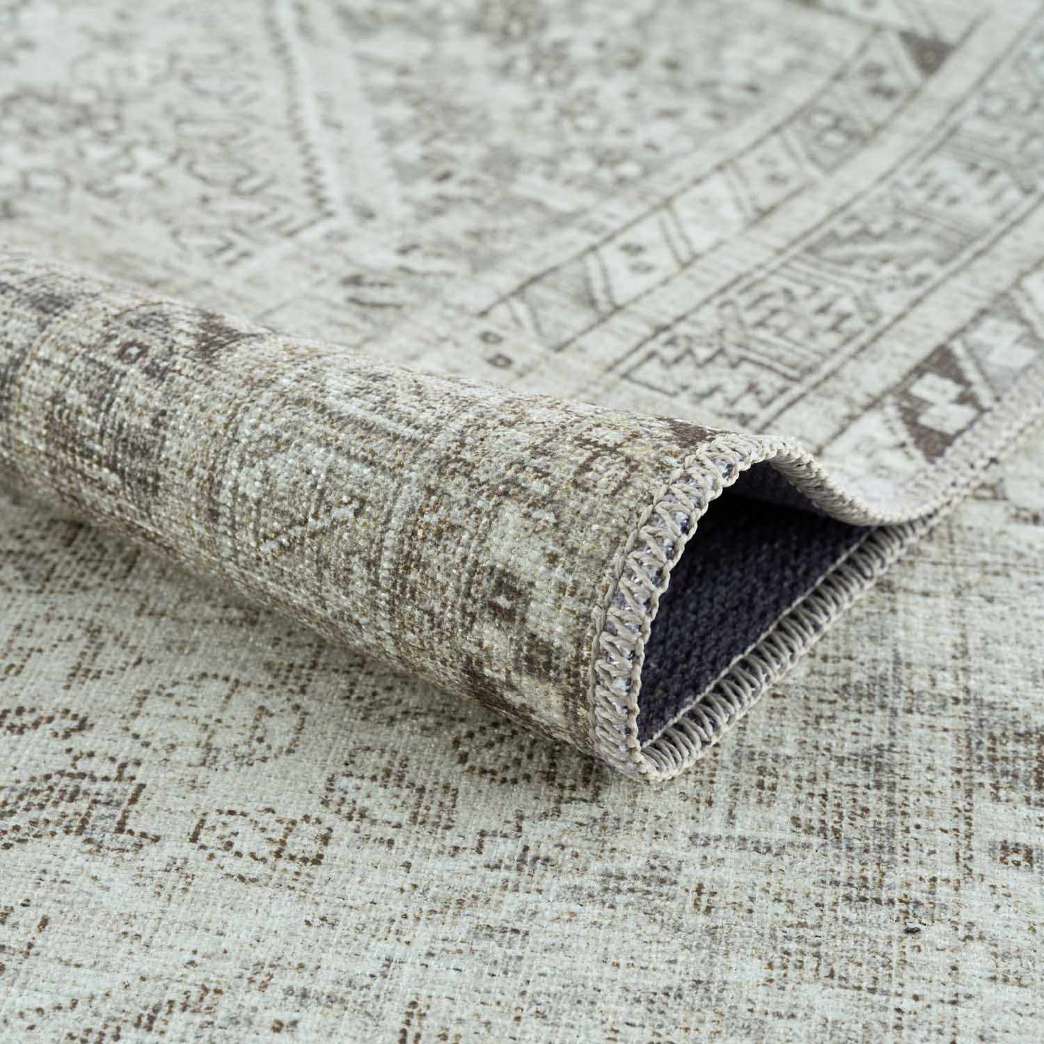 Traditional Cream & Sage Washable Rug