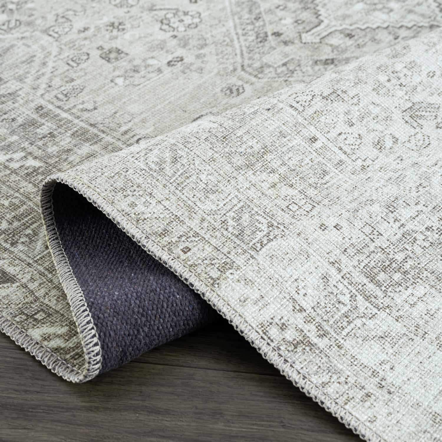 Traditional Cream & Sage Washable Rug