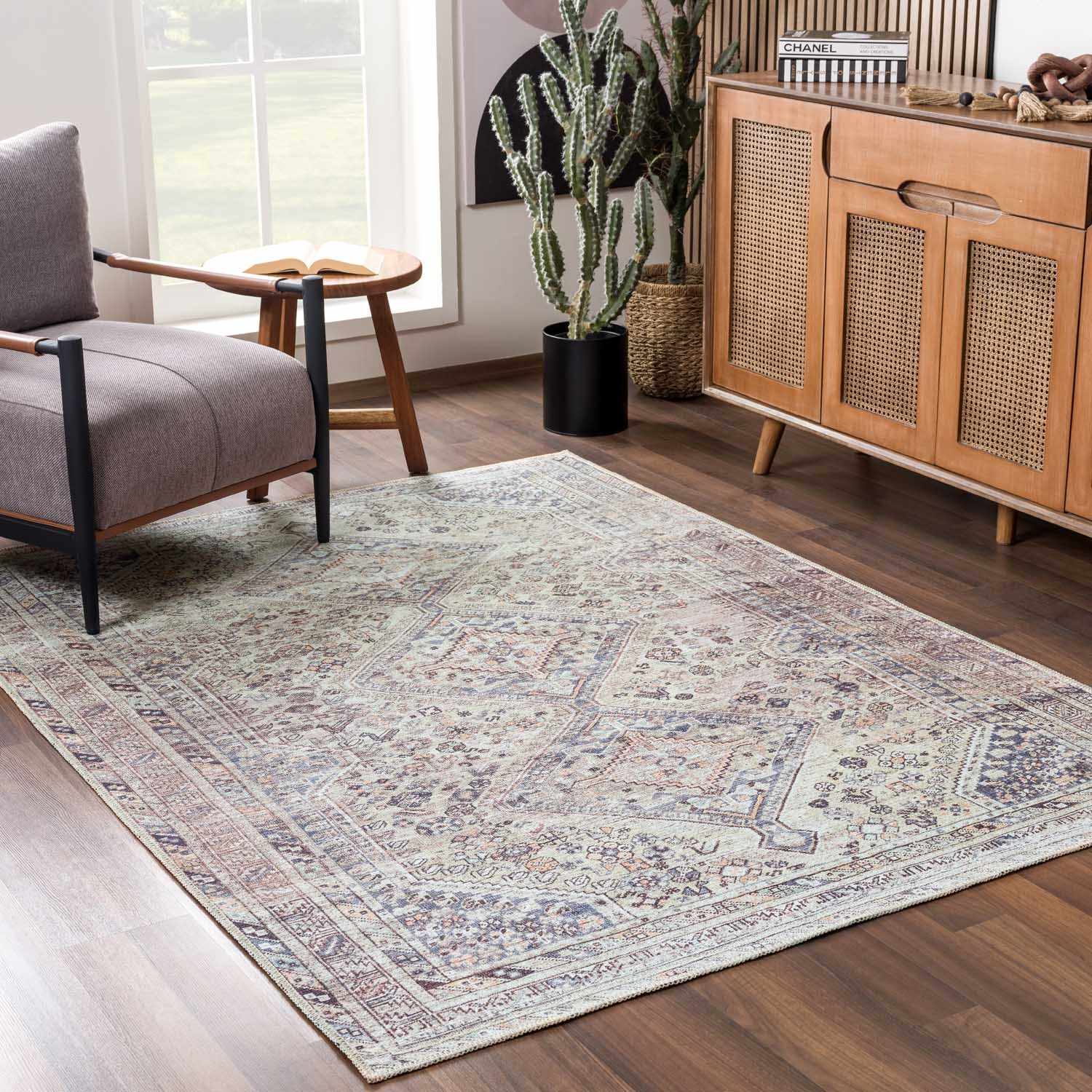 Boho Tan Washable Rug
