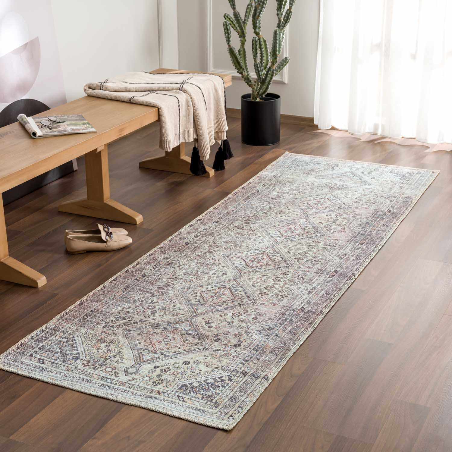 Boho Tan Washable Rug