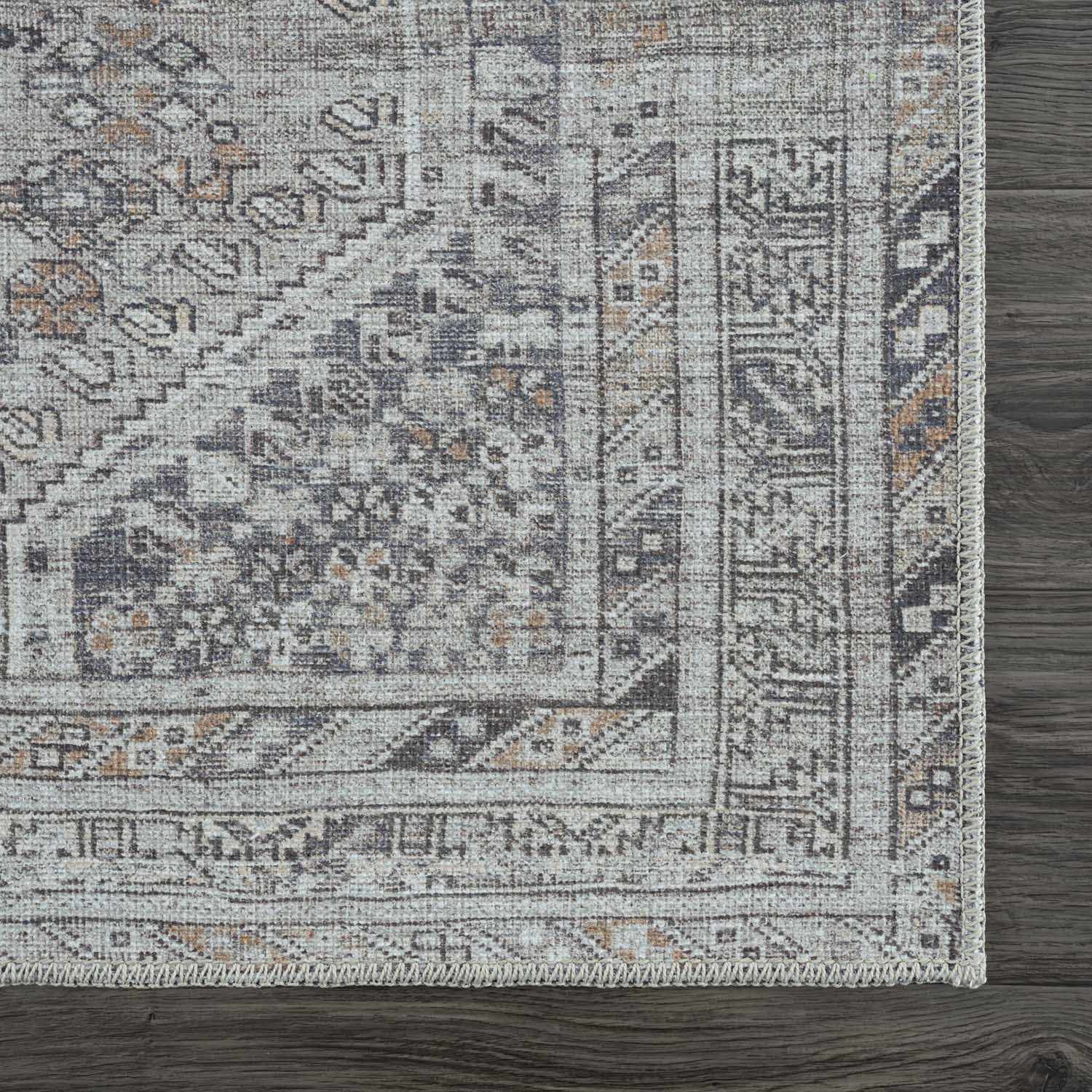 Boho Farmhouse Beige Washable Area Rug