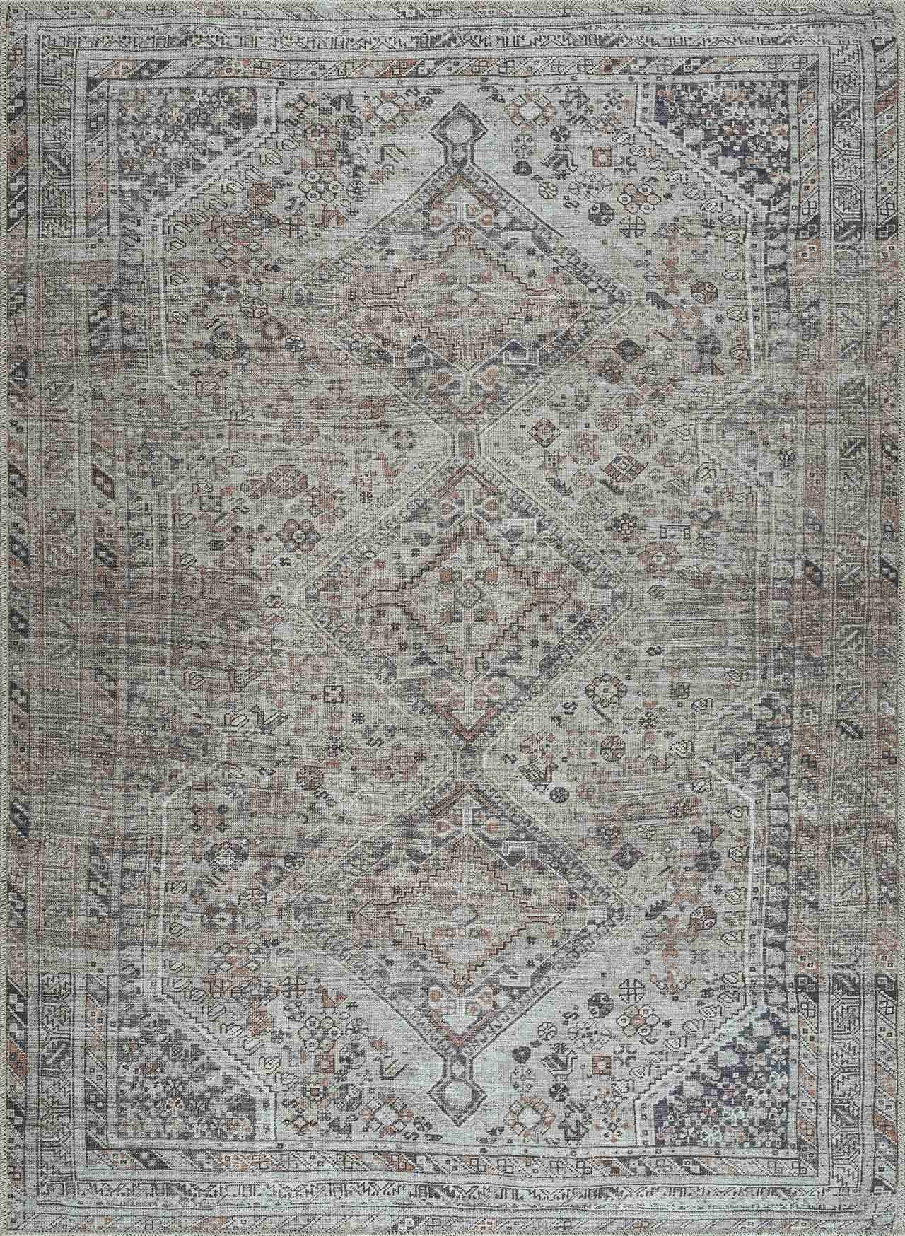 Boho Farmhouse Beige Washable Area Rug