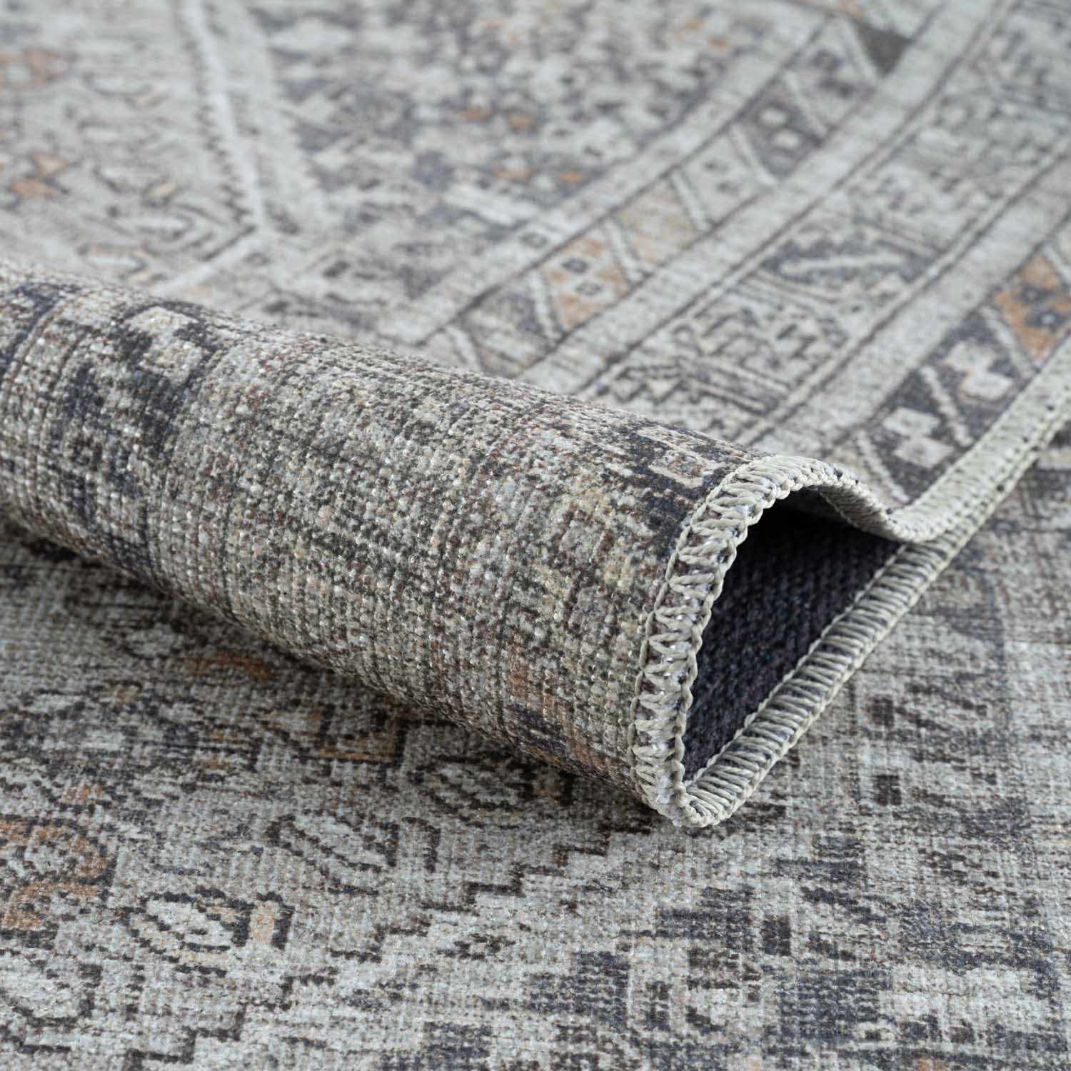 Boho Farmhouse Beige Washable Area Rug