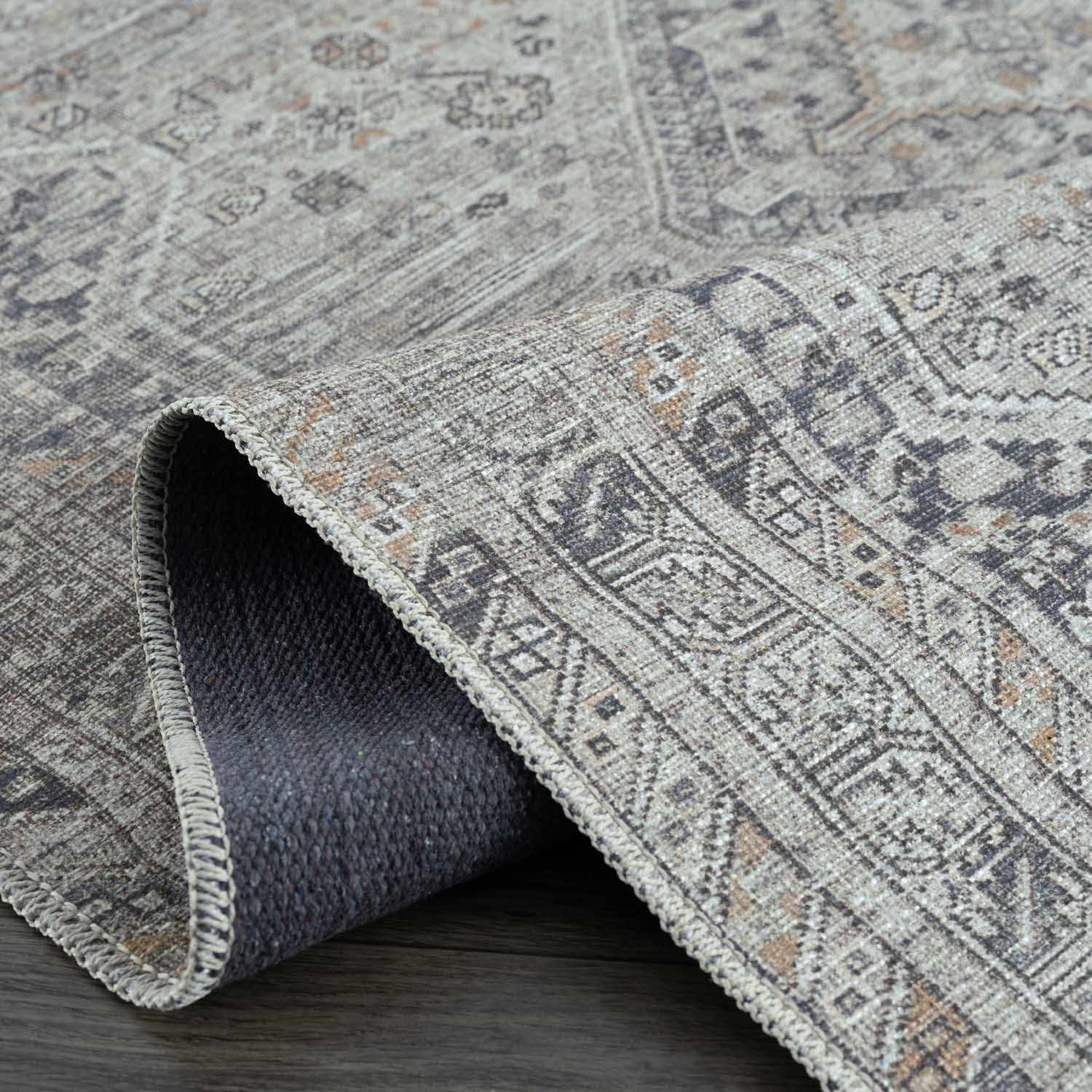 Boho Farmhouse Beige Washable Area Rug