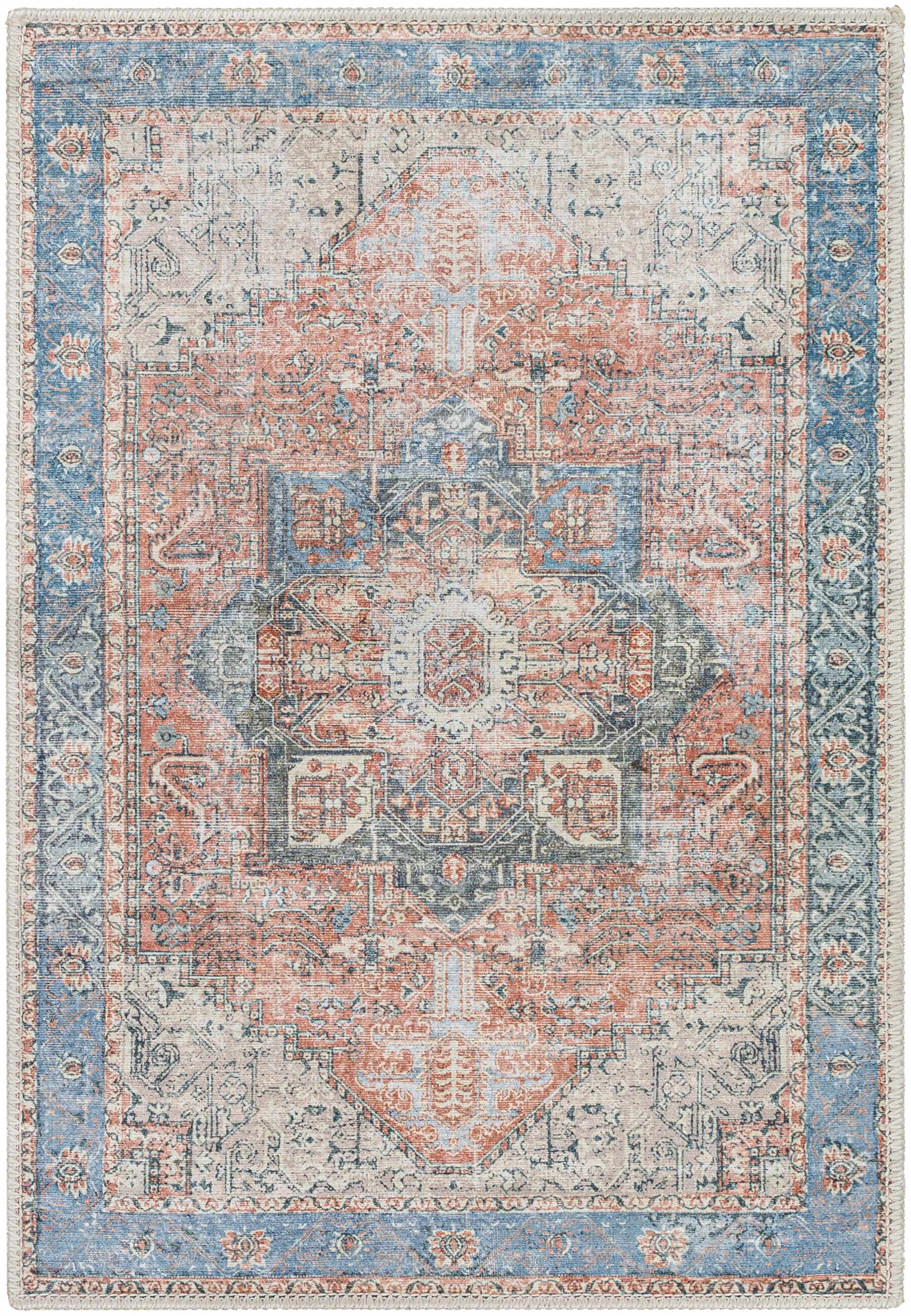 Vintage Inspired Distressed Washable Rug