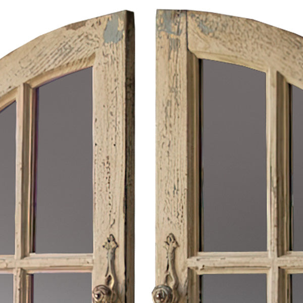 Rustic Window Arched Mirrors, Set of Two