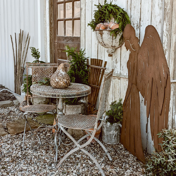 61 Inch Rustic Metal Angel Silhouette Christmas Yard Stakes