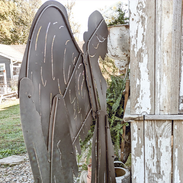 61 Inch Rustic Metal Angel Silhouette Christmas Yard Stakes